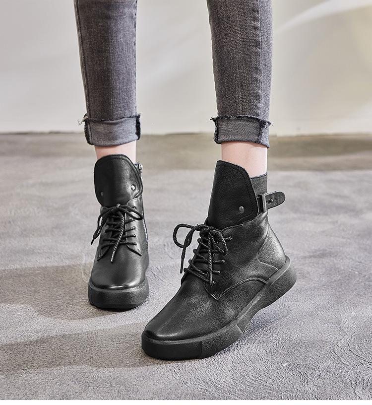 Bottines À Lacets En Cuir Avec Boucle