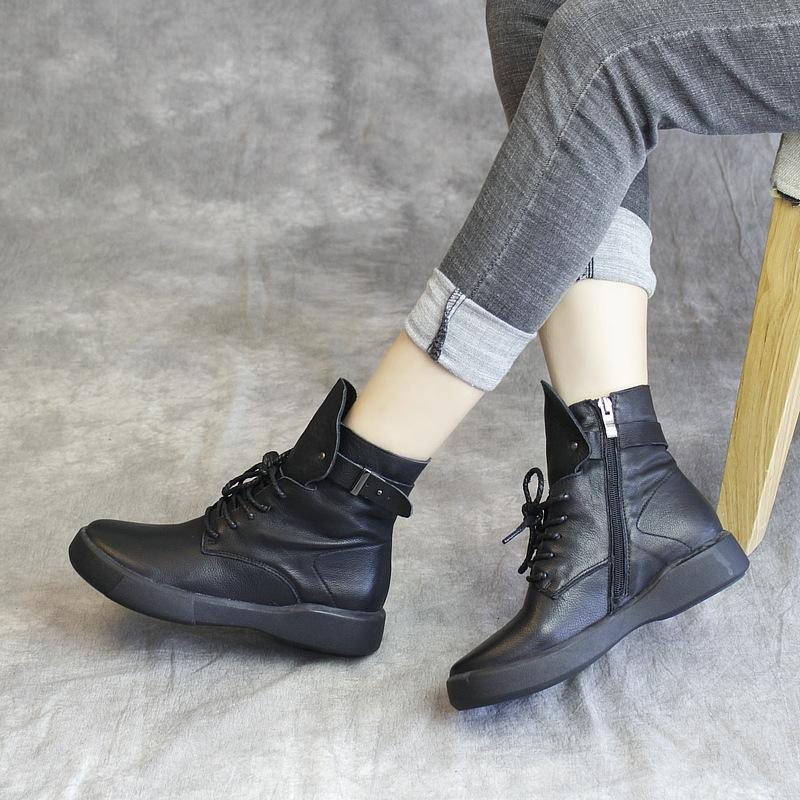 Bottines À Lacets En Cuir Avec Boucle