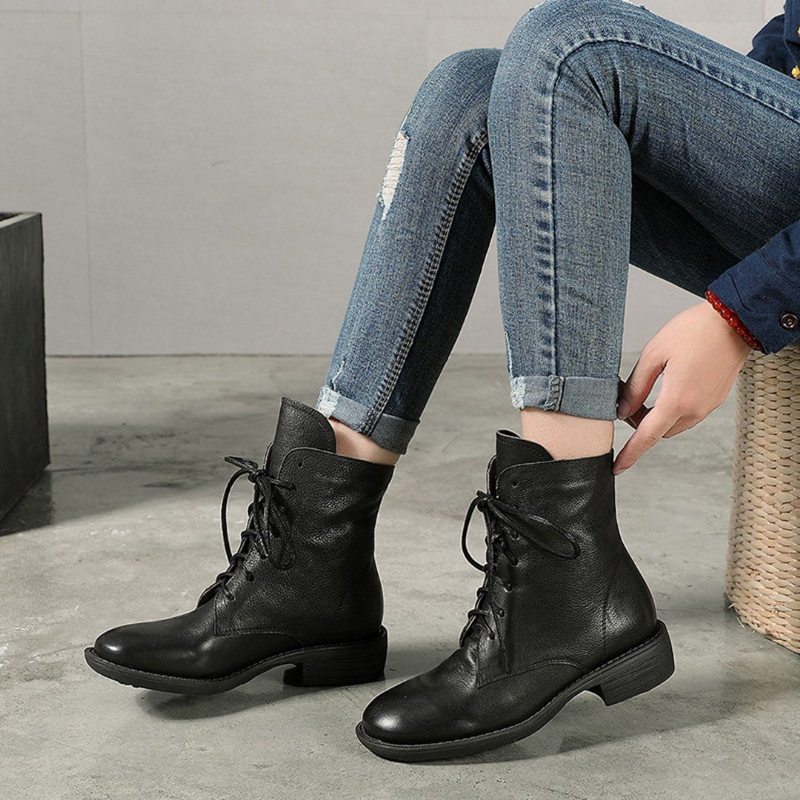 Bottines Martin En Cuir Avec Détails À Lacets