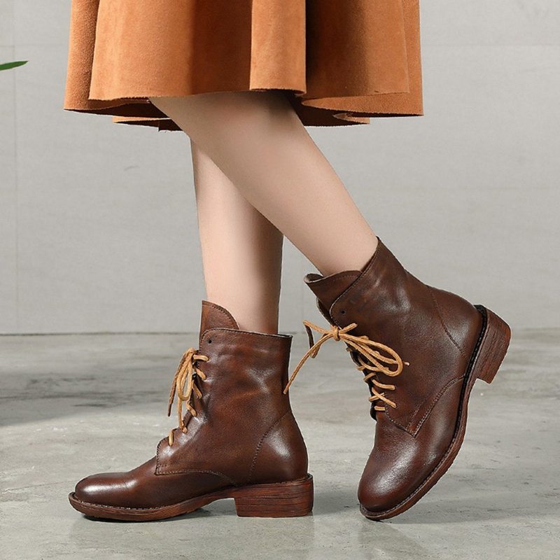 Bottines Martin En Cuir Avec Détails À Lacets