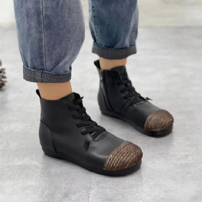 Bottines Rétro Décontractées En Cuir D'automne Et D'hiver