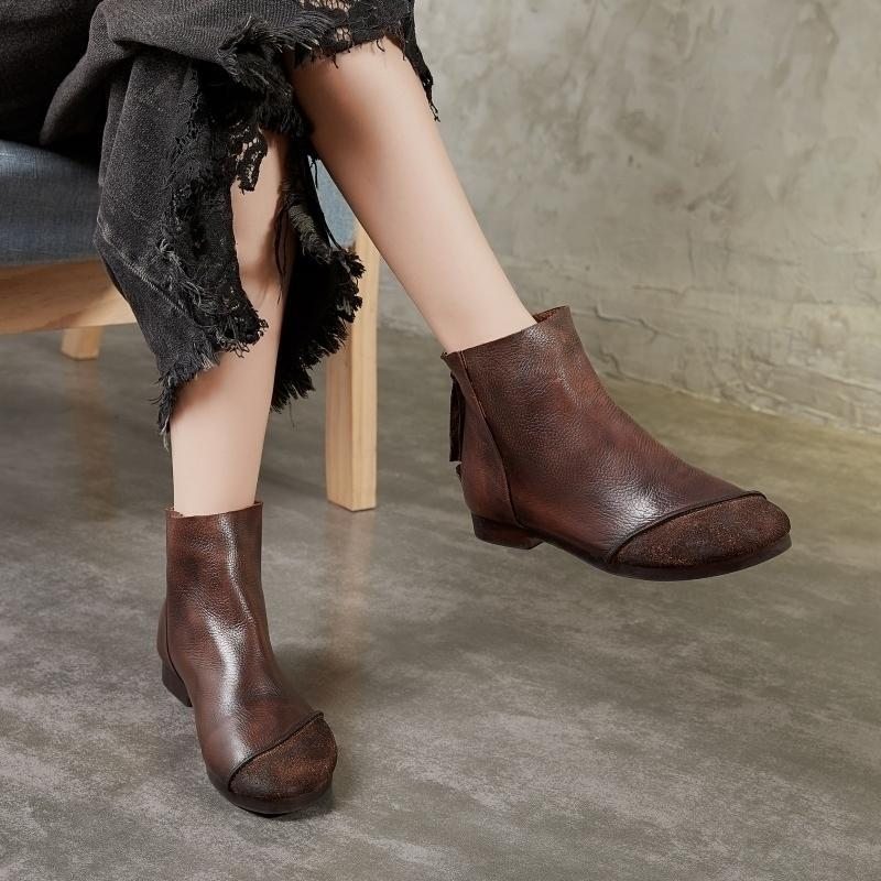 Bottines Simples Et Décontractées En Cuir Souple