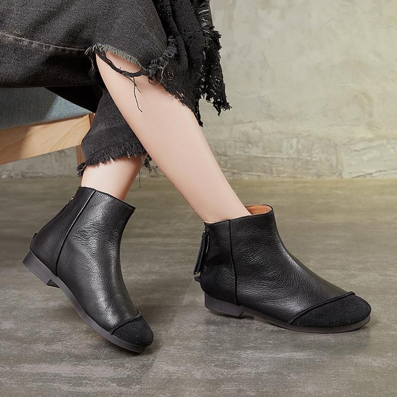 Bottines Simples Et Décontractées En Cuir Souple