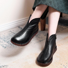 Bottines Souples Pour Femmes De Style Ethnique Vintage En Cuir (styles En Peluche Ajoutés)