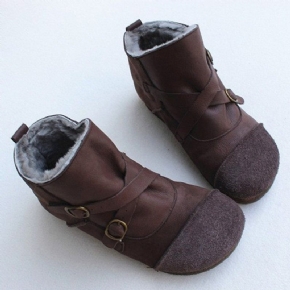 Crossing Belts Stitching Bottes En Peluche