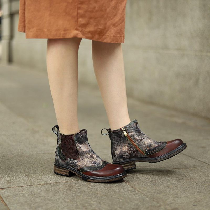 Retro Casual Patchwork Automne Hiver Bottines