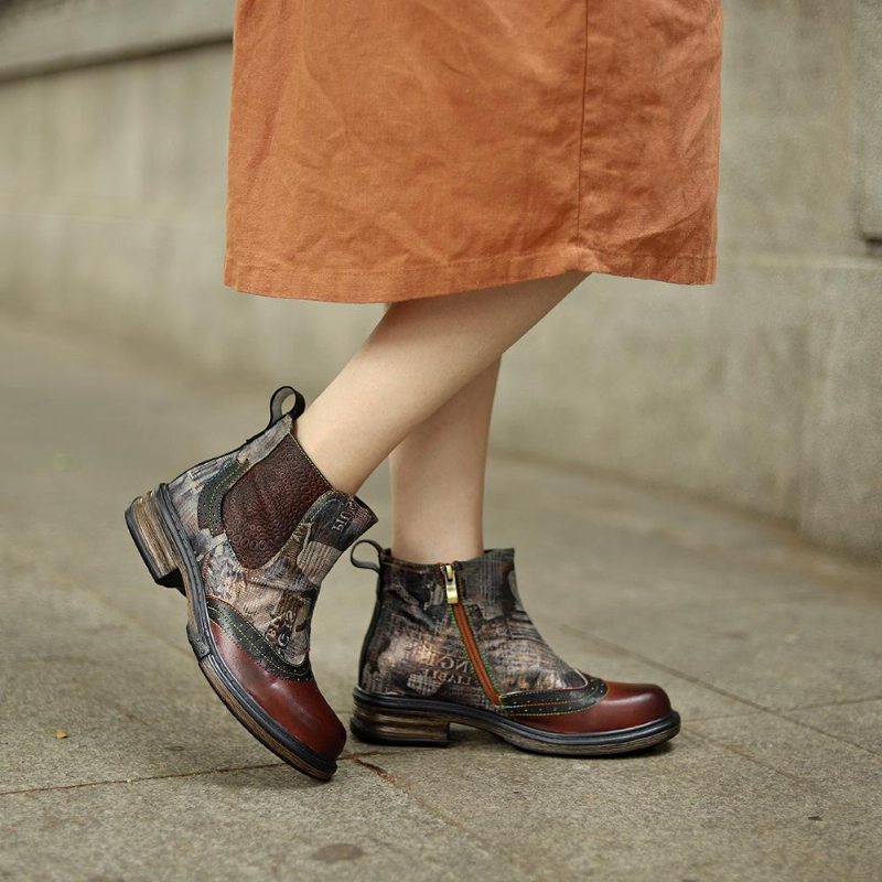 Retro Casual Patchwork Automne Hiver Bottines