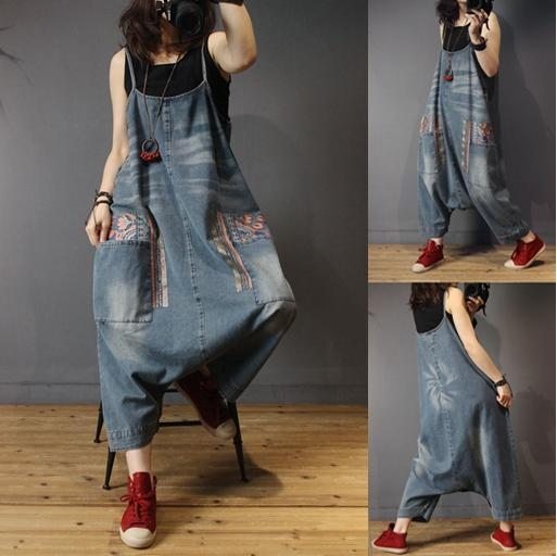 Automne Grande Version Bib Loose Hanging Harem Jumpsuit