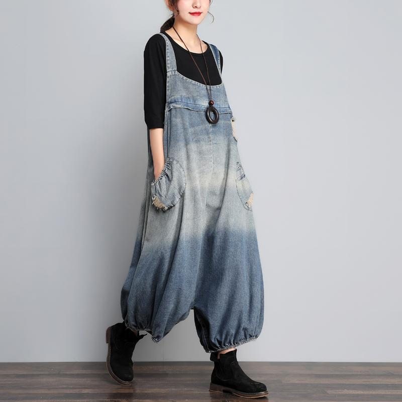 Combinaison Taille Ample En Denim Vintage D'automne