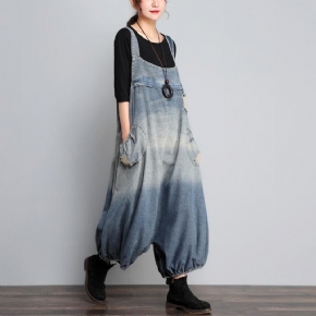 Combinaison Taille Ample En Denim Vintage D'automne