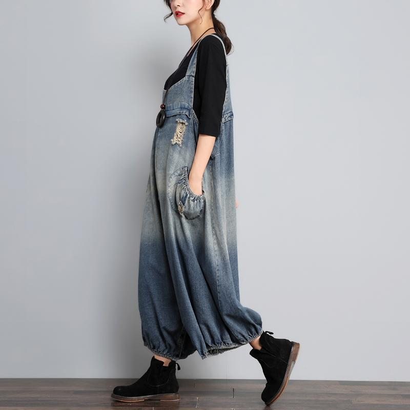 Combinaison Taille Ample En Denim Vintage D'automne