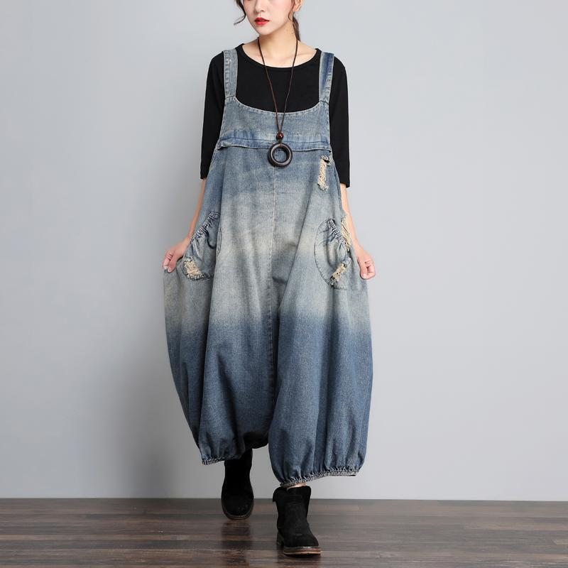 Combinaison Taille Ample En Denim Vintage D'automne