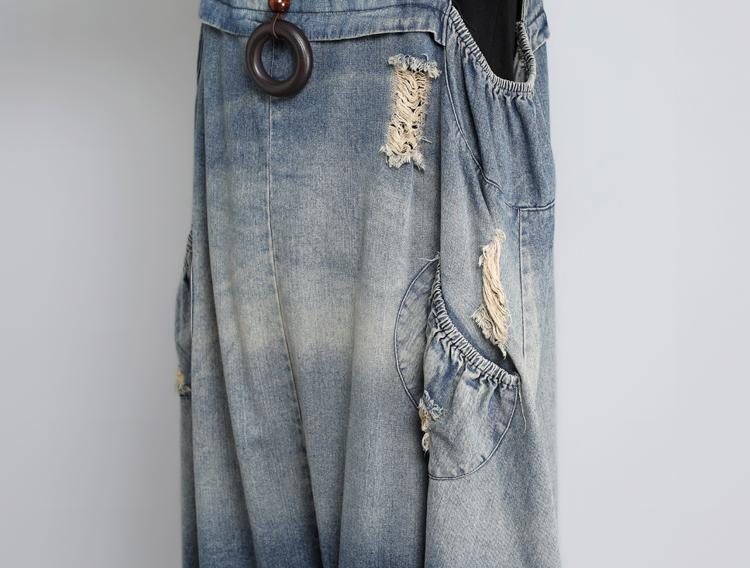 Combinaison Taille Ample En Denim Vintage D'automne