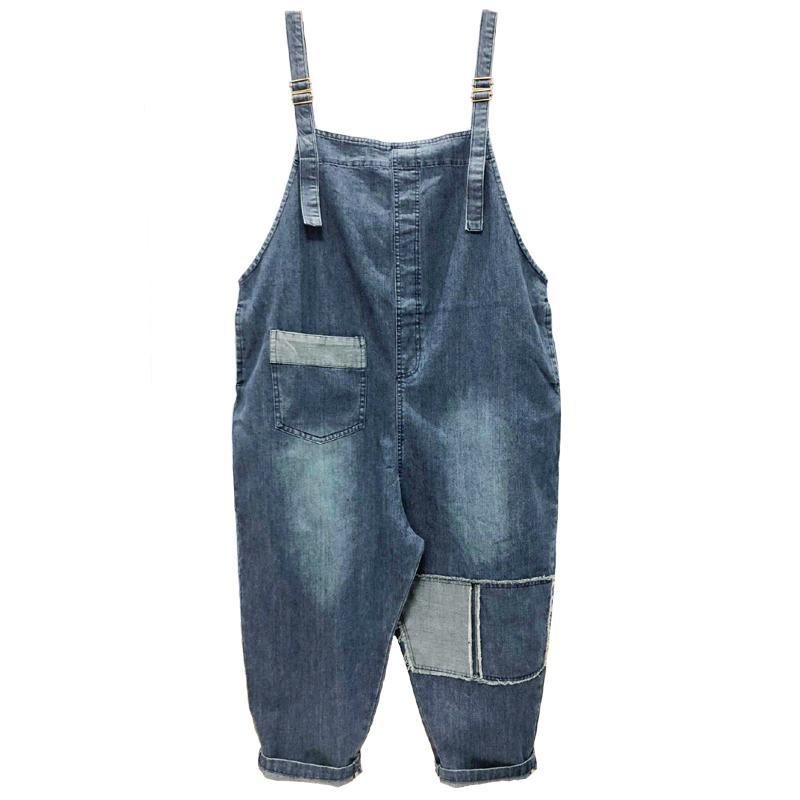 Denim Femme Loose Patch Cloth Jumpsuit