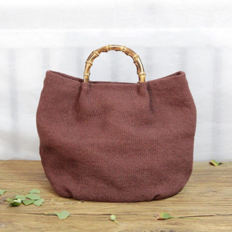 Coton Lin Simple Bambou Rotin Poignée Casual Sac Bandoulière Sac