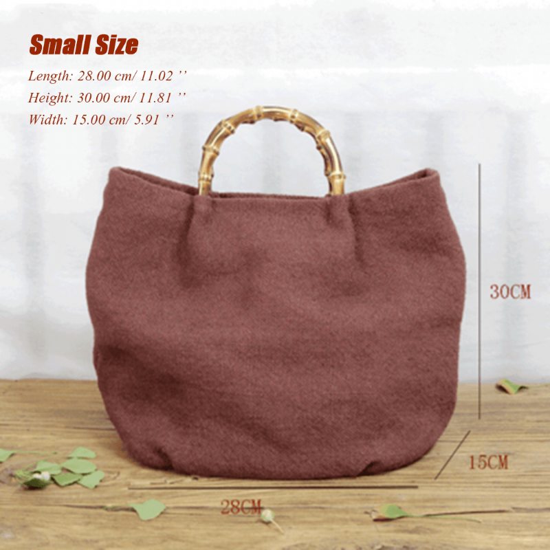 Coton Lin Simple Bambou Rotin Poignée Casual Sac Bandoulière Sac