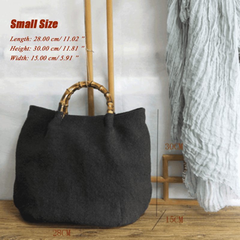 Coton Lin Simple Bambou Rotin Poignée Casual Sac Bandoulière Sac