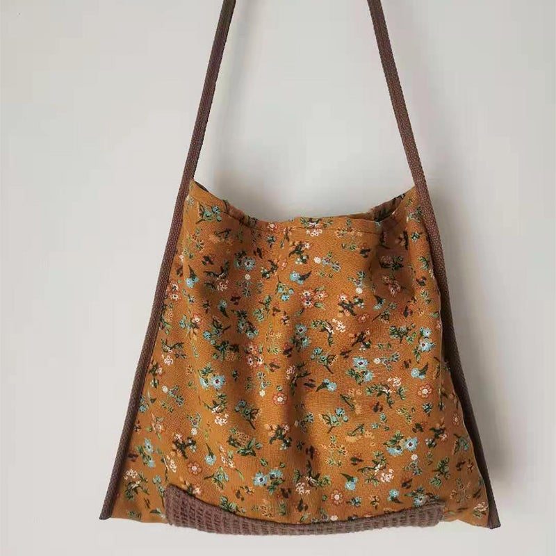 Sac À Bandoulière Rétro En Toile Florale Ethnique