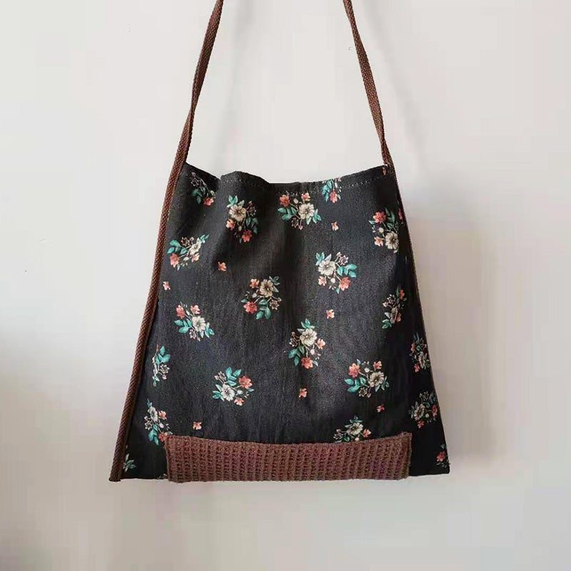 Sac À Bandoulière Rétro En Toile Florale Ethnique