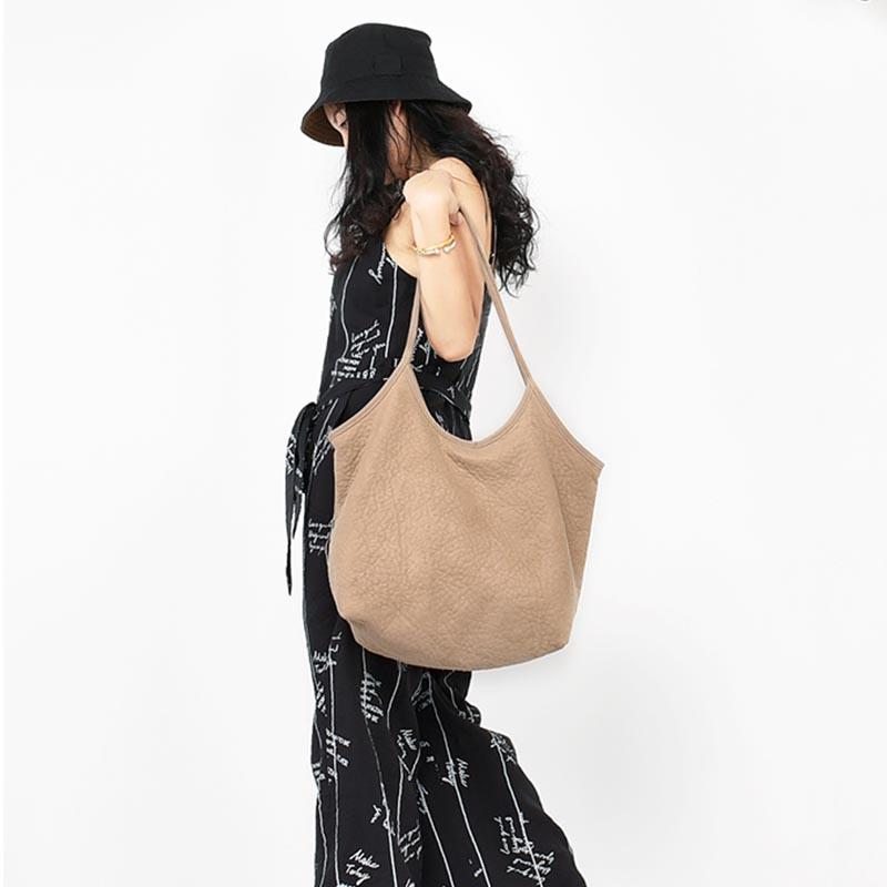 Sac À Bandoulière Rétro Uni En Coton Doux