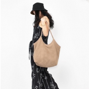 Sac À Bandoulière Rétro Uni En Coton Doux