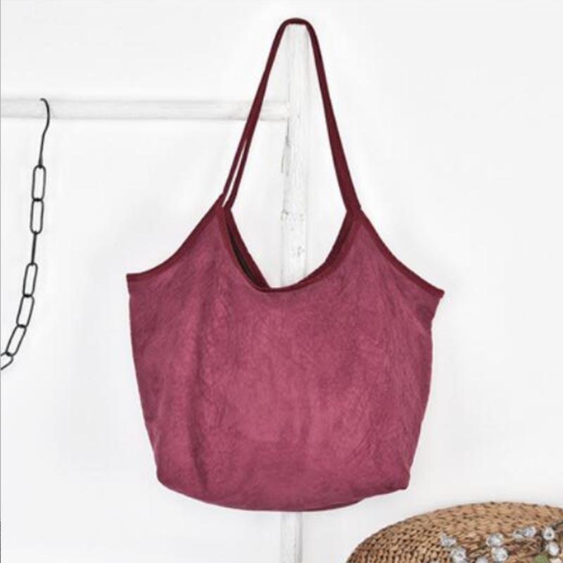 Sac À Bandoulière Rétro Uni En Coton Doux