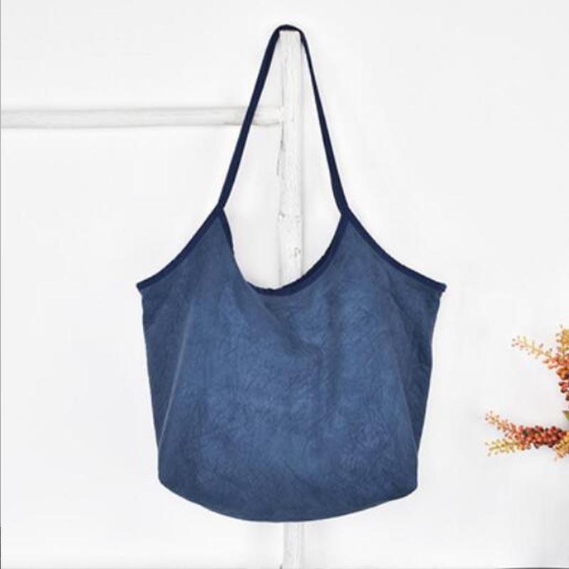 Sac À Bandoulière Rétro Uni En Coton Doux