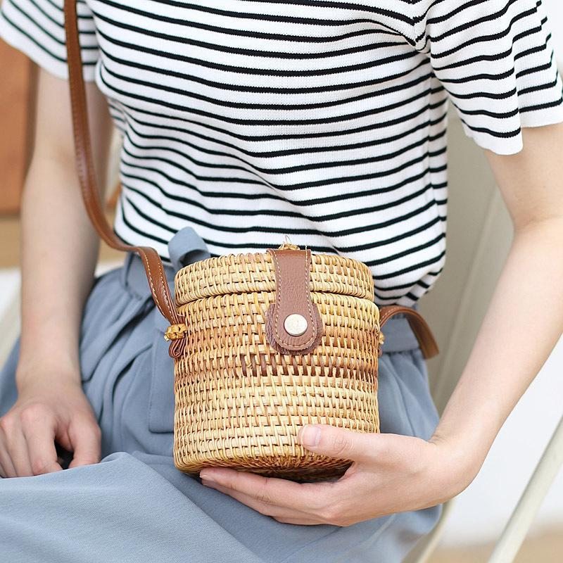 Sac À Bandoulière Vintage En Paille Pour Femme