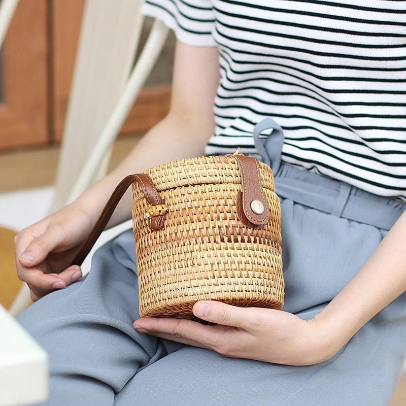 Sac À Bandoulière Vintage En Paille Pour Femme