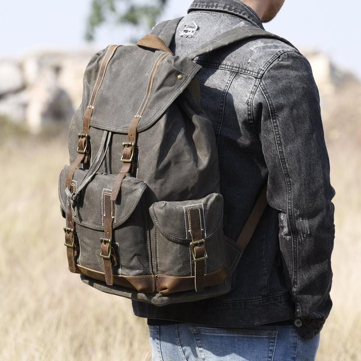 Sac À Dos De Voyage En Cuir Ciré Fabriqué À La Main Sac À Dos D'école Sac À Dos De Randonnée Cool