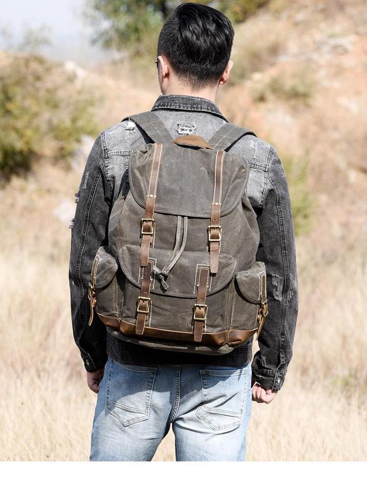 Sac À Dos De Voyage En Cuir Ciré Fabriqué À La Main Sac À Dos D'école Sac À Dos De Randonnée Cool