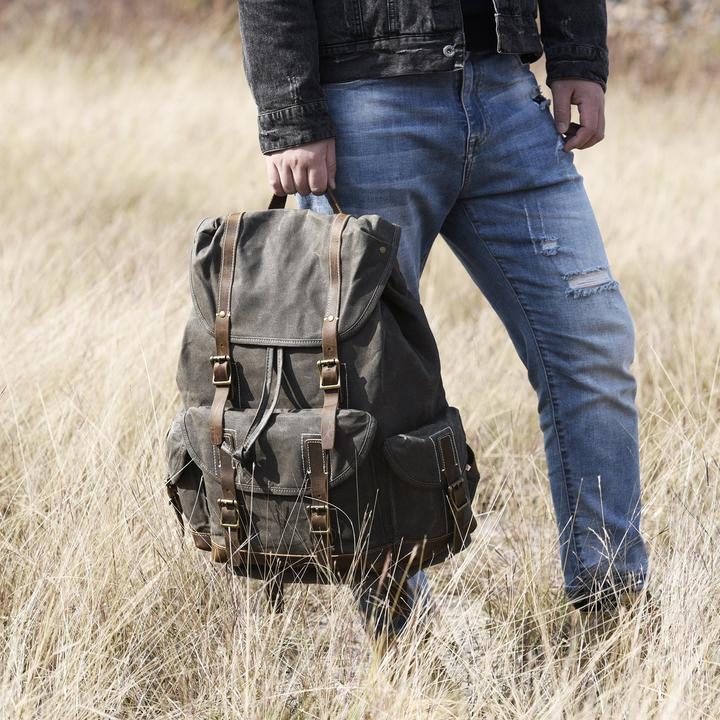 Sac À Dos De Voyage En Cuir Ciré Fabriqué À La Main Sac À Dos D'école Sac À Dos De Randonnée Cool