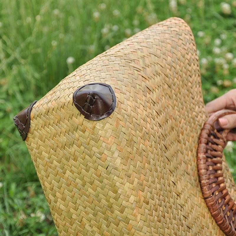 Sac De Plage D'été Tissé À La Main En Paille Pour Femmes