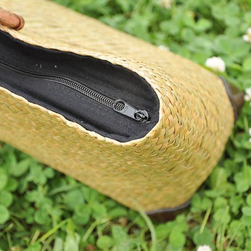 Sac De Plage D'été Tissé À La Main En Paille Pour Femmes