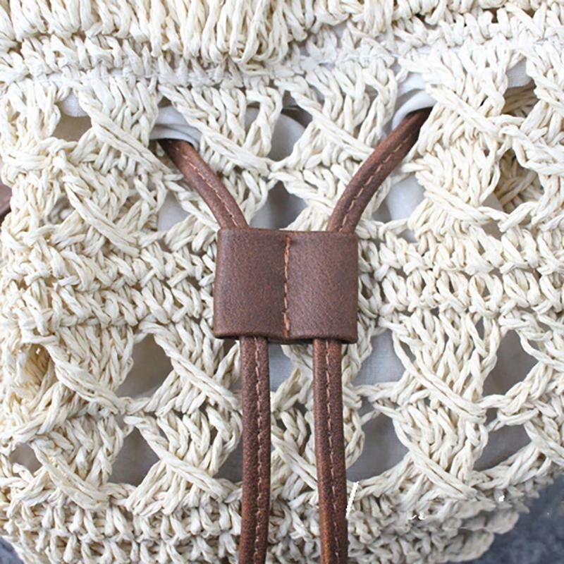 Sac Seau De Voyage En Paille Au Crochet Avec Cordon De Serrage