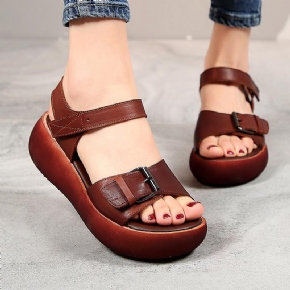 Nouvelle Mode Rétro Première Couche En Cuir De Vachette Casual Ladies Sandals