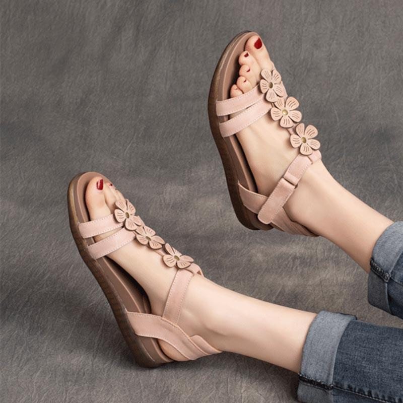 Sandales Boho En Cuir Faites À La Main Pour Femmes